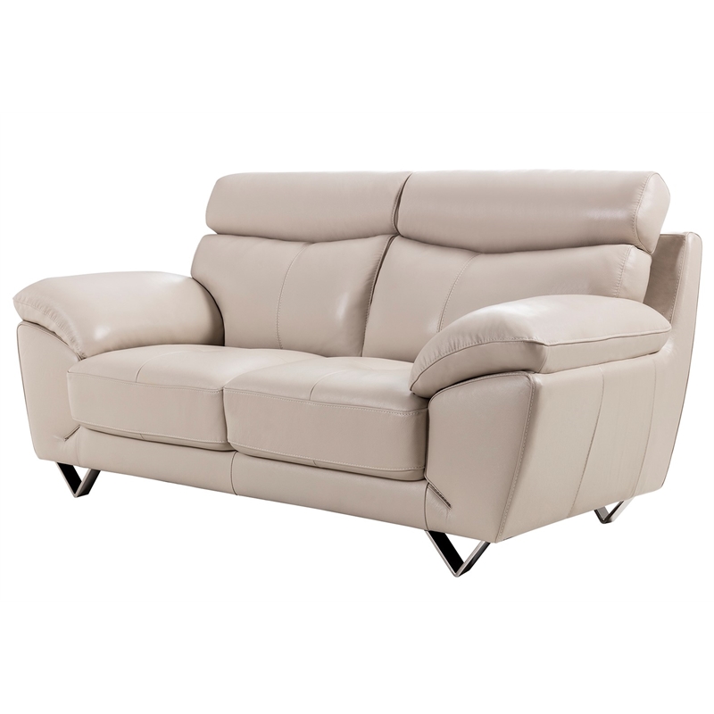EK078 Light Gray Color With Italian Leather Loveseat