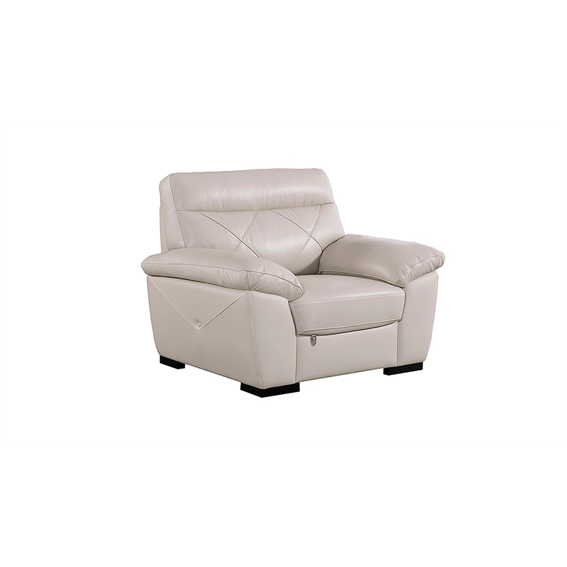 EK081 Light Gray Color With Italian Leather Chair and wooden legs