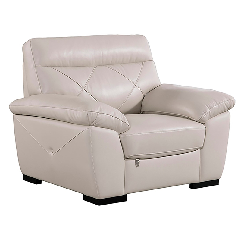 EK081 Light Gray Color With Italian Leather Chair and wooden legs