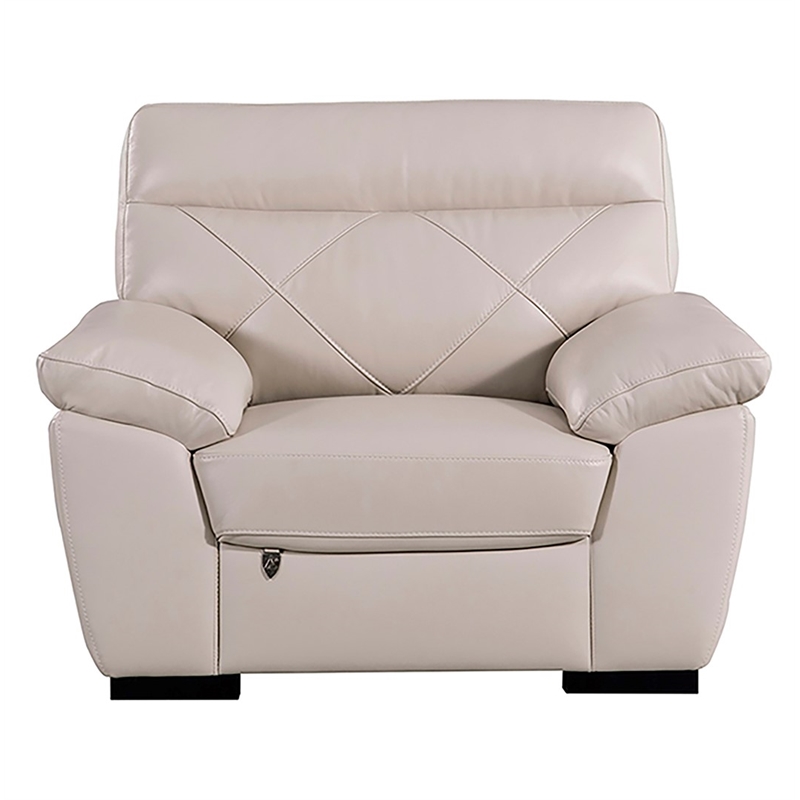 EK081 Light Gray Color With Italian Leather Chair and wooden legs
