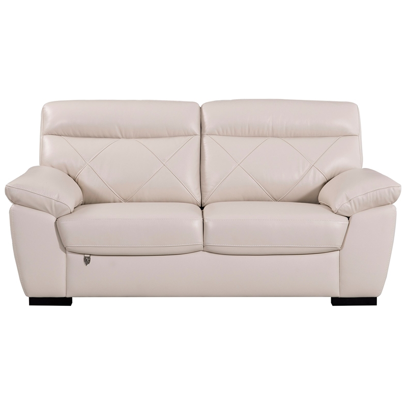 EK081 Light Gray Color With Italian Leather Loveseat