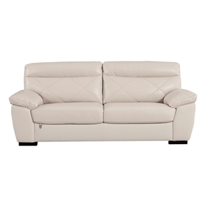EK081 Light Gray Color With Italian Leather Sofa and wooden legs
