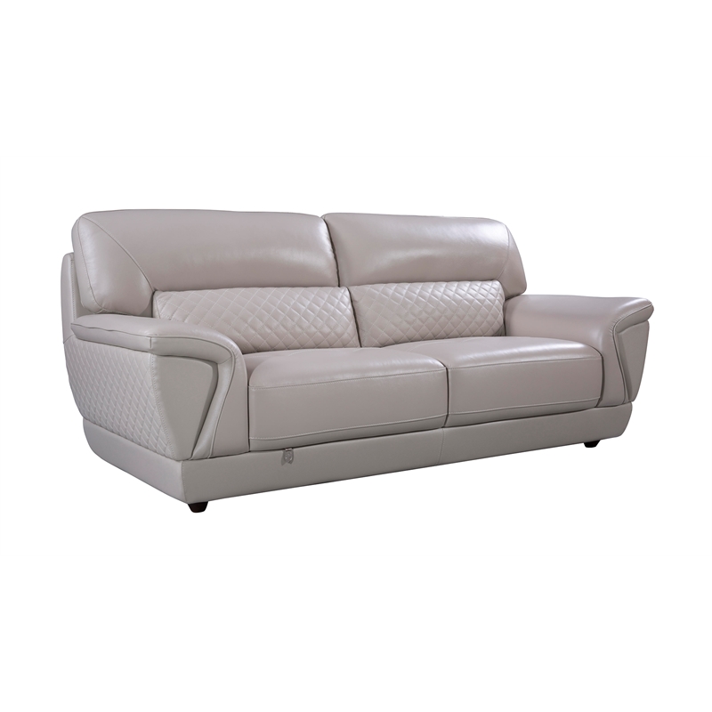 EK099 Light Gray Color With Italian Leather Sofa and Wooden legs