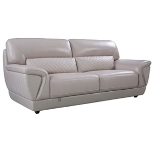 EK099 Light Gray Color With Italian Leather Sofa and Wooden legs