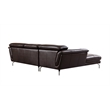 EK-L083 Dark Chocolate (Brown) Color With Italian Leather Sectional Left Facing