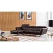 EK-L083 Dark Chocolate (Brown) Color With Italian Leather Sectional Left Facing