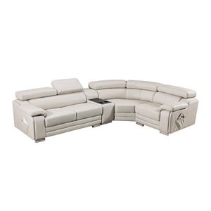 EK-L516 Light Gray Color With Genuine Leather Sectional  Right Facing Chaise