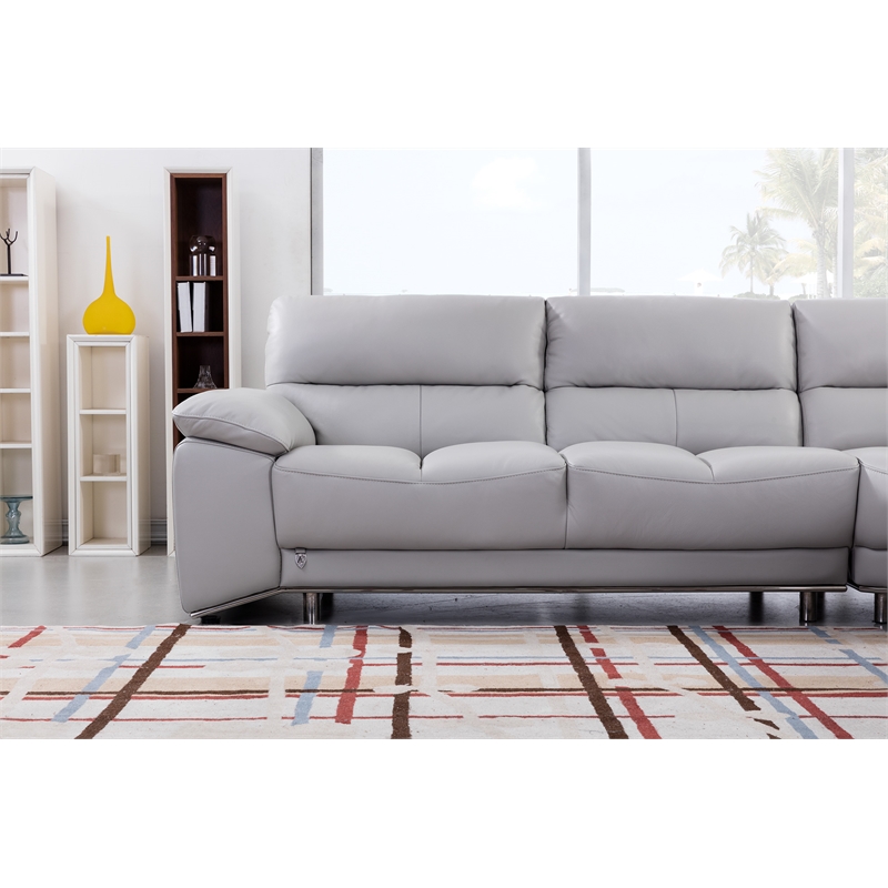 EK-L8000M Light Gray Color With Sectional Faux Leather and Leather Match
