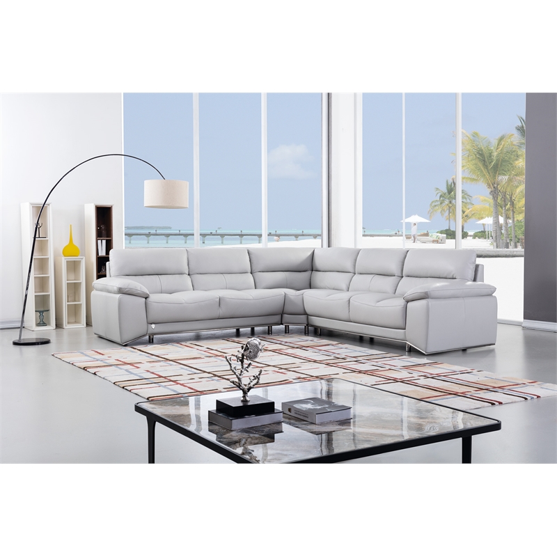 EK-L8000M Light Gray Color With Sectional Faux Leather and Leather Match