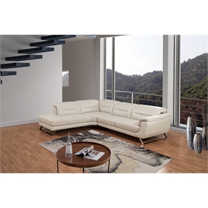 EK-LH756 Light Gray Color With Top-grain Cow Hide Sectional Left Facing Chaise