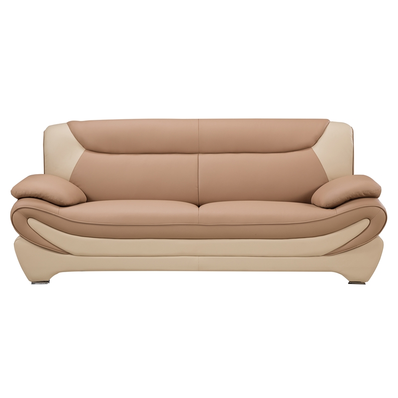 AE209 Camel (Tan) and Ivory Color With With Faux Leather Sofa