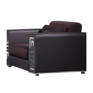 AE223 Burgundy (Brown) Color Faux Leather and Fabric Chair