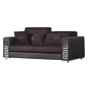 AE223 Burgundy (Brown) Faux Leather and Fabric Sofa