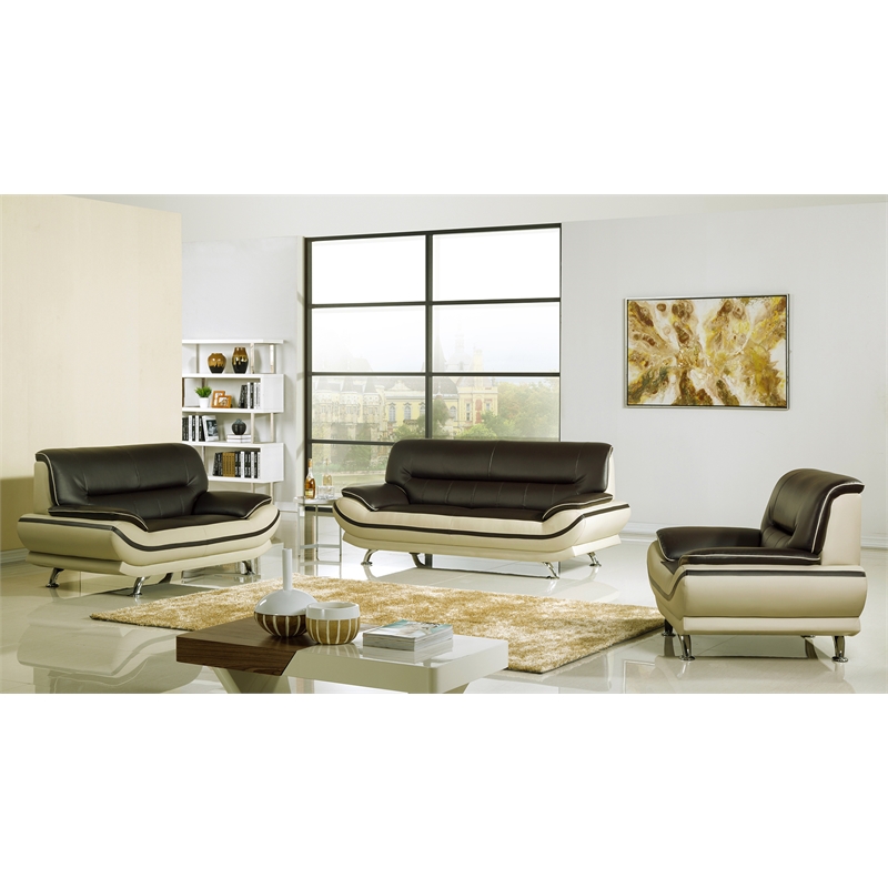 AE709-MA-LG-SF Burgundy (Brown) and Khaki (Tan) Color With Sofa and Faux Leather