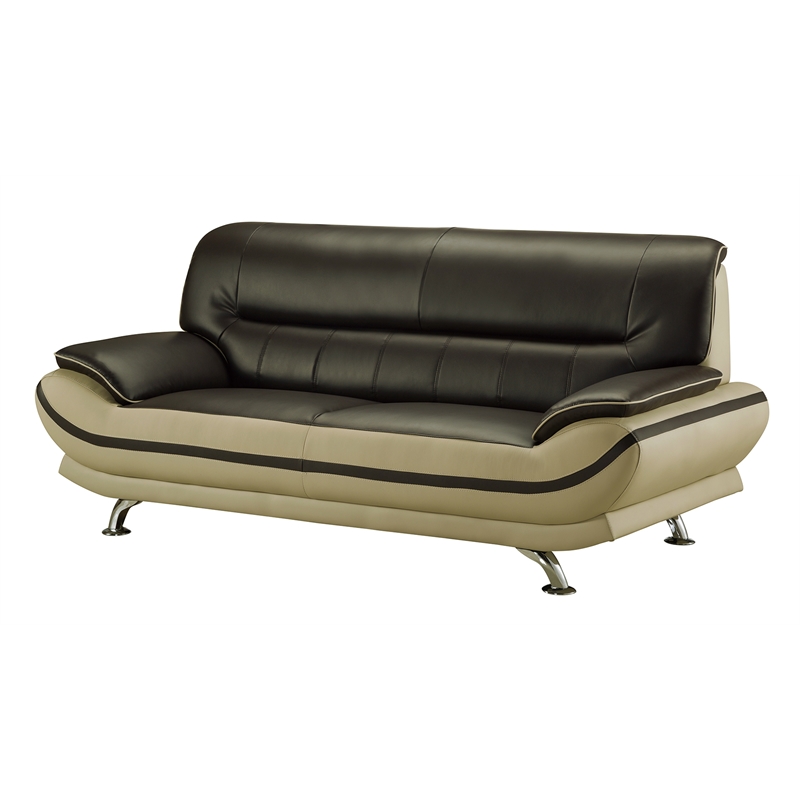 AE709-MA-LG-SF Burgundy (Brown) and Khaki (Tan) Color With Sofa and Faux Leather