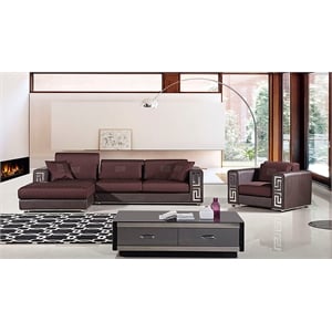 AE-L238 Burgundy (Brown) Color Fabric Sectional Left Facing Chaise