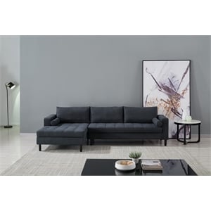 AE-LD826R Dark Gray Color With Velvet Left Facing Chaise Sectional