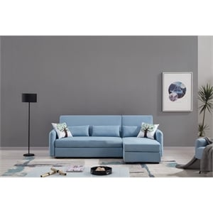 AE-LD828L Light Blue Color With Velvet Right Facing Chaise Sectional