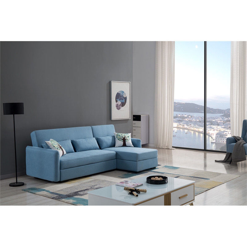 AE-LD828L Light Blue Color With Velvet Right Facing Chaise Sectional