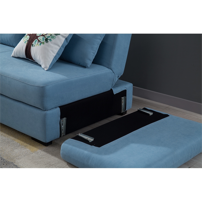 AE-LD828R Light Blue Color With Velvet Left Facing Chaise With Sectional