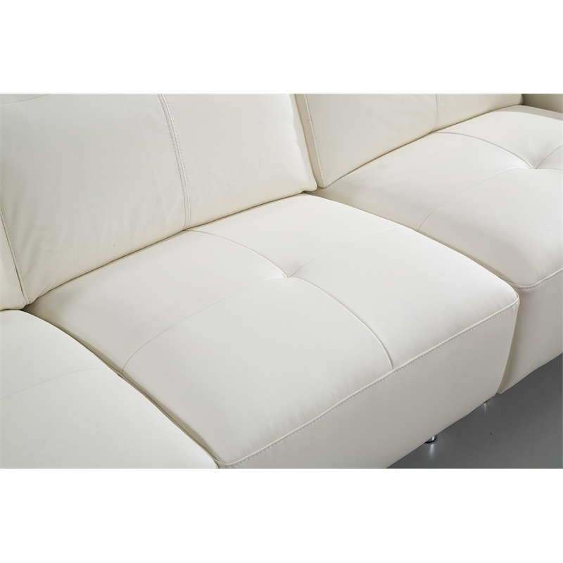 EK-L095 White Color With Italian Leather 4-piece Sectional and 1 console