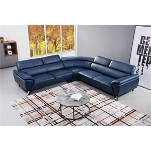 EK-L8002M Navy Blue Color With Italian Top Grain Leather Sectional