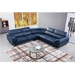 EK-L8002M Navy Blue Color With Italian Top Grain Leather Sectional