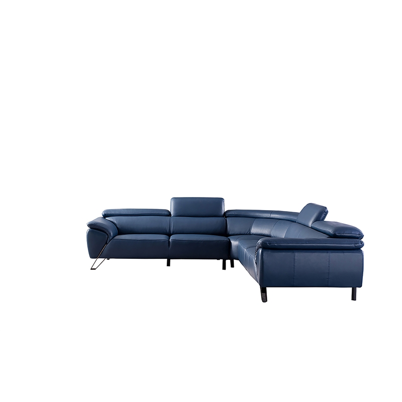 EK-L8002M Navy Blue Color With Italian Top Grain Leather Sectional