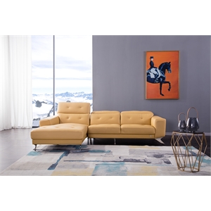 EK-L8007 Yellow Italian Top-grain Leather Sectional Left Facing Chaise