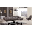 EK-L023 Taupe (Brown) Color With Italian Leather Sectional Right Facing Chaise