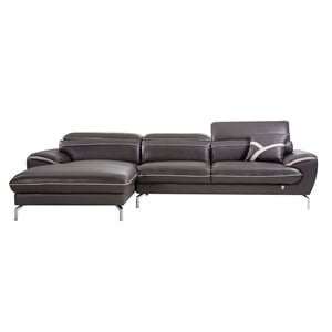 EK-L040 Taupe (Brown) Color With Italian Leather Sectional Left Facing Chaise