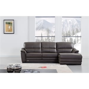 EK-L046 Taupe (Brown) Color With Italian Leather Sectional Right Facing Chaise