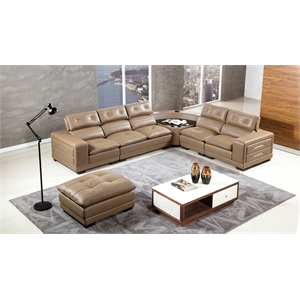 EK-L121 Taupe (Tan) Color With Genuine Leather Sectional