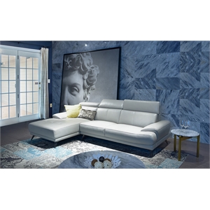 EK-L690 Light Gray With Top-grain Italian Leather Sectional Left Facing