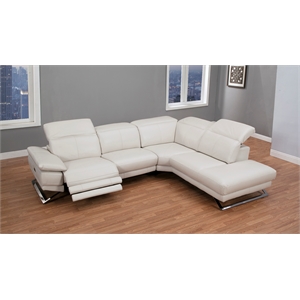 EK-LH197 Light Gray Top-grain Cow Hide Power Recliner Sectional Right Facing