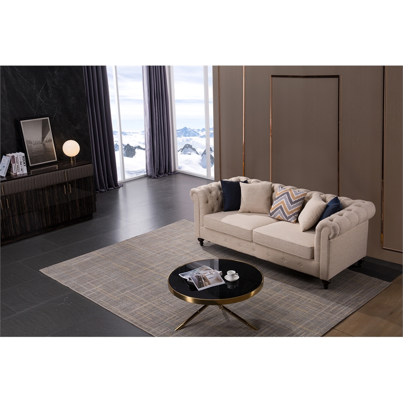 AE-D830 Cream Color with Fabric linen Sofa