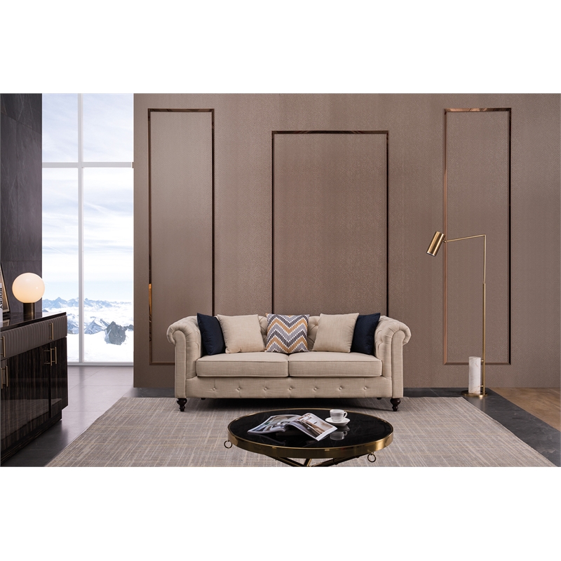 AE-D830 Cream Color with Fabric linen Sofa