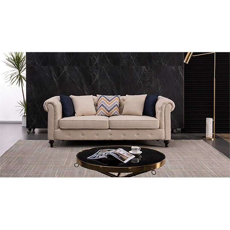 AE-D830 Cream Color with Fabric linen Sofa