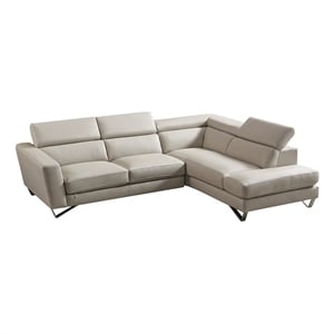 American Eagle Furniture Left Sitting Genuine Leather Sectional in Gray