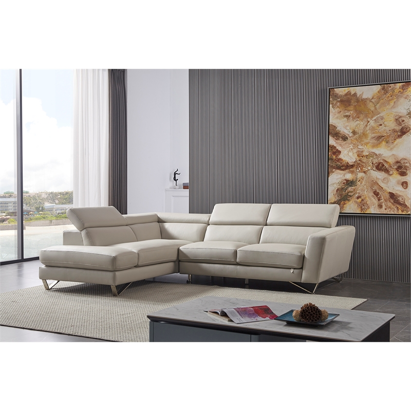 American Eagle Furniture Right Sitting Genuine Leather Sectional in Gray