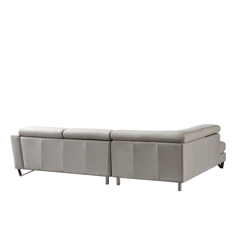 American Eagle Furniture Right Sitting Genuine Leather Sectional in Gray