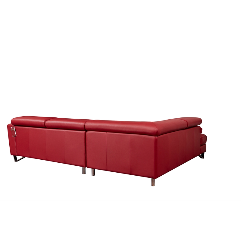 American Eagle Furniture Right Sitting Genuine Leather Sectional in Red