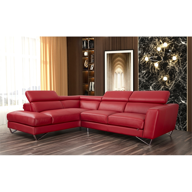 American Eagle Furniture Right Sitting Genuine Leather Sectional in Red