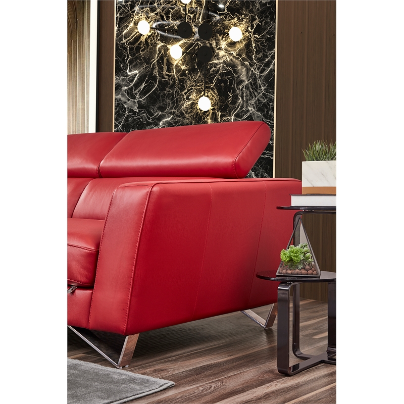 American Eagle Furniture Right Sitting Genuine Leather Sectional in Red