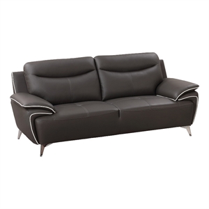 American Eagle Furniture Genuine Leather Sofa in Taupe Gray/Chrome