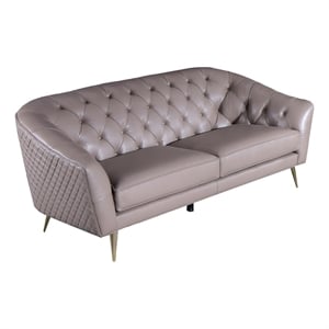 American Eagle Furniture Contemporary Full Leather Loveseat in Dark Tan/Gold