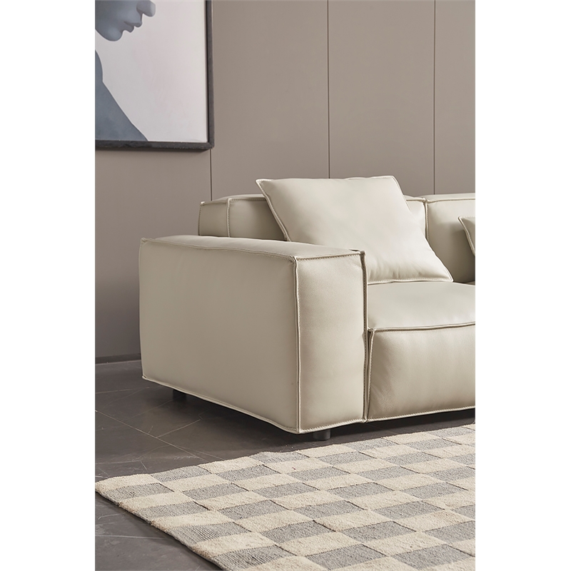 American Eagle Furniture Full Leather/Wood Loveseat in Light Gray