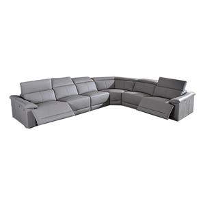 American Eagle Furniture Full Leather Power Recliner Sectional in Tan/Light Gray