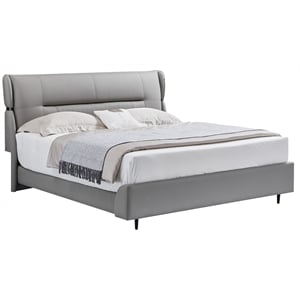 American Eagle Furniture Genuine Leather Queen Bed in Light Gray