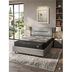 American Eagle Furniture Genuine Leather Cal King Bed in Gray